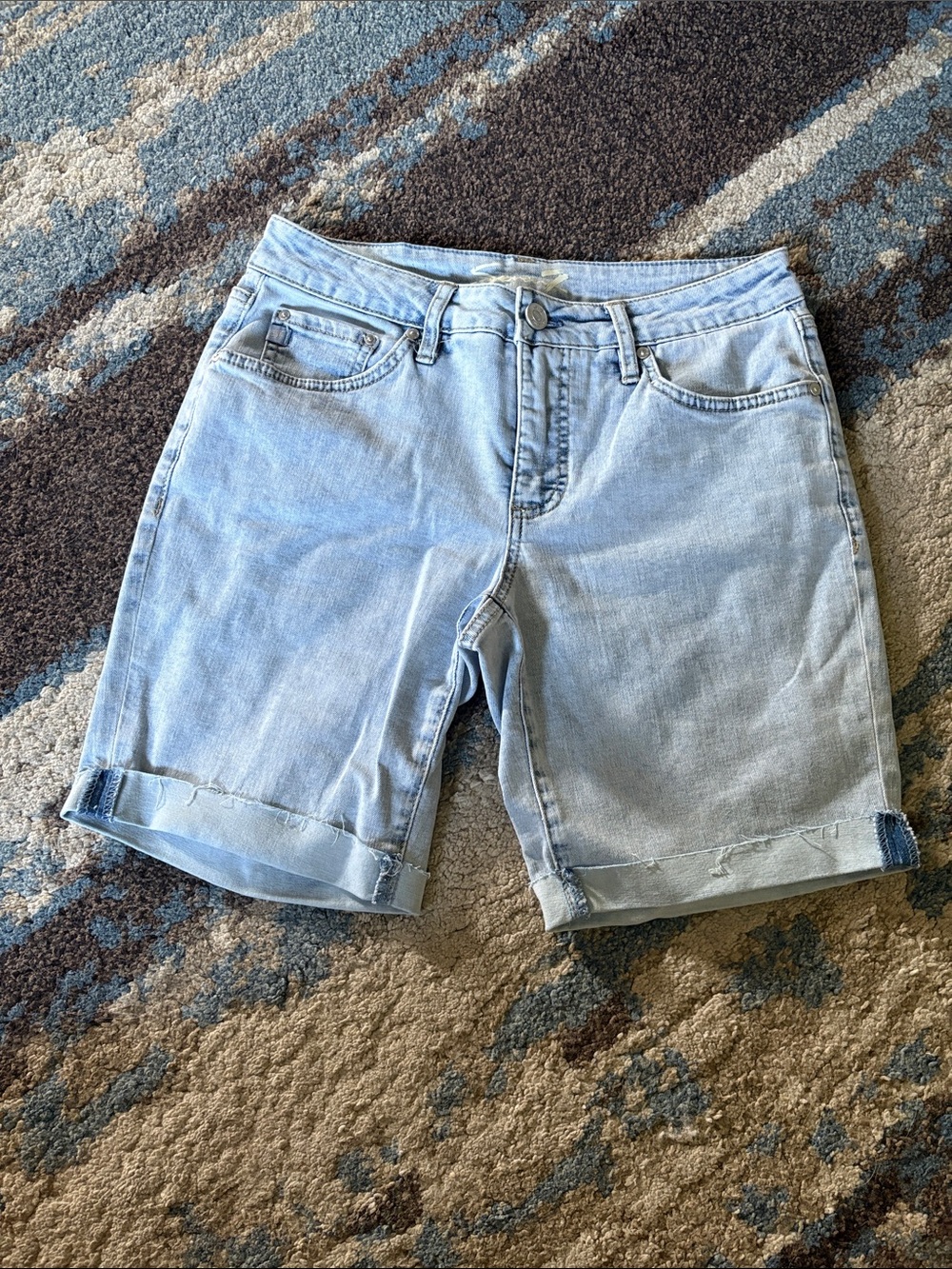Seven7 Light Wash Denim Rolled Cuff Shorts